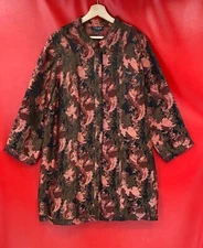 Citron Santa Monica Asian Brocade Silk Blend Burgundy Coat Size 1X