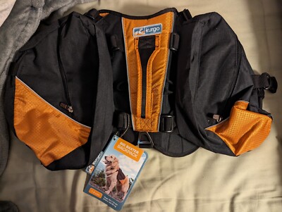 Kurgo Dog Saddlebag Backpack Big Baxter 50-110 lb Black Orange Hiking Camping