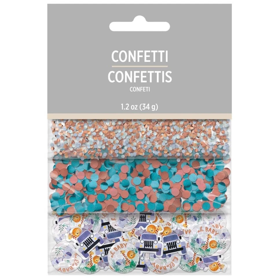 Confeti Soft Jungle Hello Baby 3 Mix 1,2 oz. Decoraciones de vajilla de baby shower Foto 2 de 2