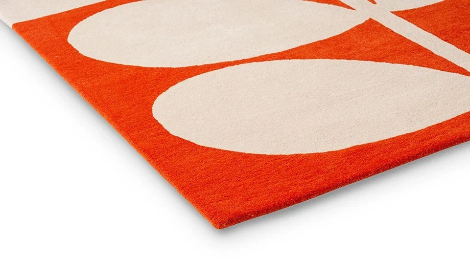 Alfombra acolchada a mano con vástago de los años sesenta 100 % lana alfombra de área grande color amarillo blanco Foto 2 de 4