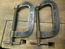 vintage  Hargrave Superclamp #44-4" heavy C clamps pair old shop tool