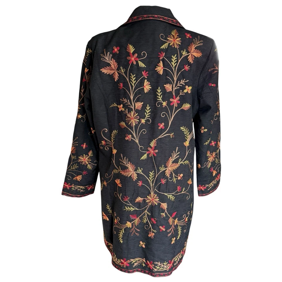 Abrigo SilkLand bordado para mujer mediano 100 % seda longitud media abotonada Boho L Foto 3 de 4