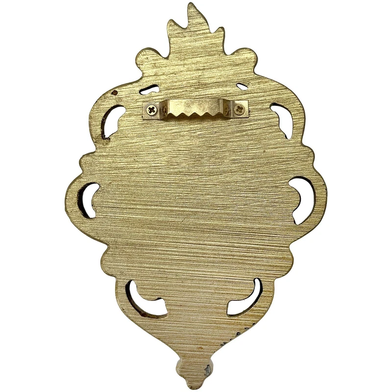 Cuore Sacro Dorato da Appendere Decorazione Parete Resina Oro con Fiamma 14 cm, fotografia 2 di 9