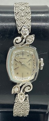 Vintage Longines Ladies 14k White Gold L&W Case Diamond Accent Watch - Working