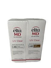 2x Elta MD UV Clear Broad-spectrum Facial Sunscreen SPF 46 1.7 oz EXP 2027