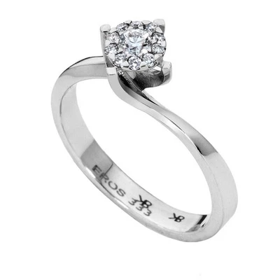 10K White Gold Diamond Twist Ring – Elegant Engagement Ring for Women Size 7 - Image 1 of 4