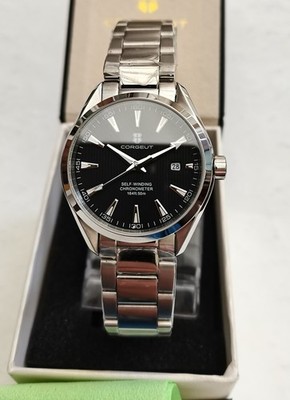 NEU IN OVP CORGEUT 6010 JAPAN AUTOMATIK GANZSTAHL SPORT/DRESS WATCH TEAK SAPPHIRE 50m
