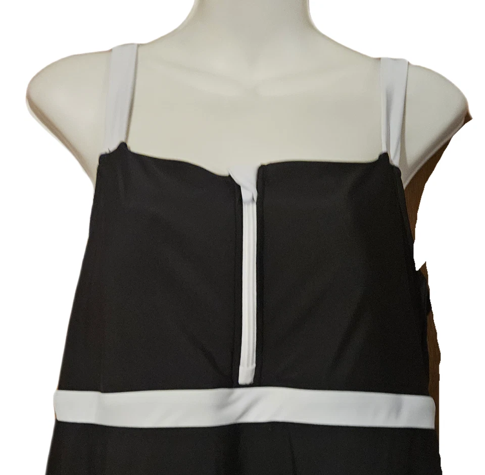 LANDS ENDS Women's Black White One Piece Swimdress Size Large 14 16 — 第 3/4 张图片