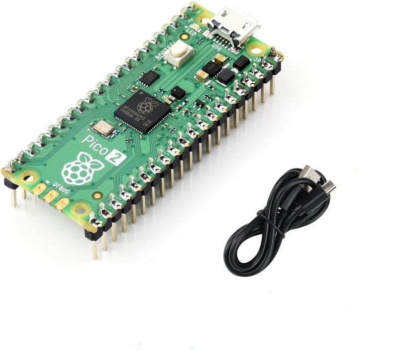 Raspberry Pi Pico 2 with headers and micro USB