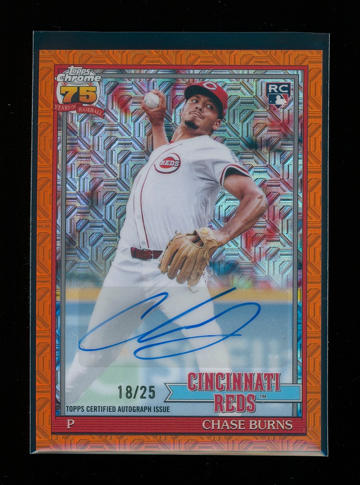 2026 Topps CHASE BURNS #91C-38 1991 Retro RC AUTO Orange Mojo Refractor /25 REDS
