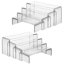2 Set Large Acrylic Display Risers,8 Pcs Clear Perfume Stand Organizer,Deskto...