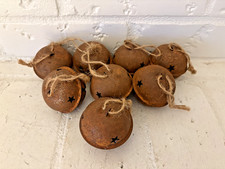 Rustic Vintage Christmas Jingle Bell Ornament Set of 8. Approx. 2" x 2.5"
