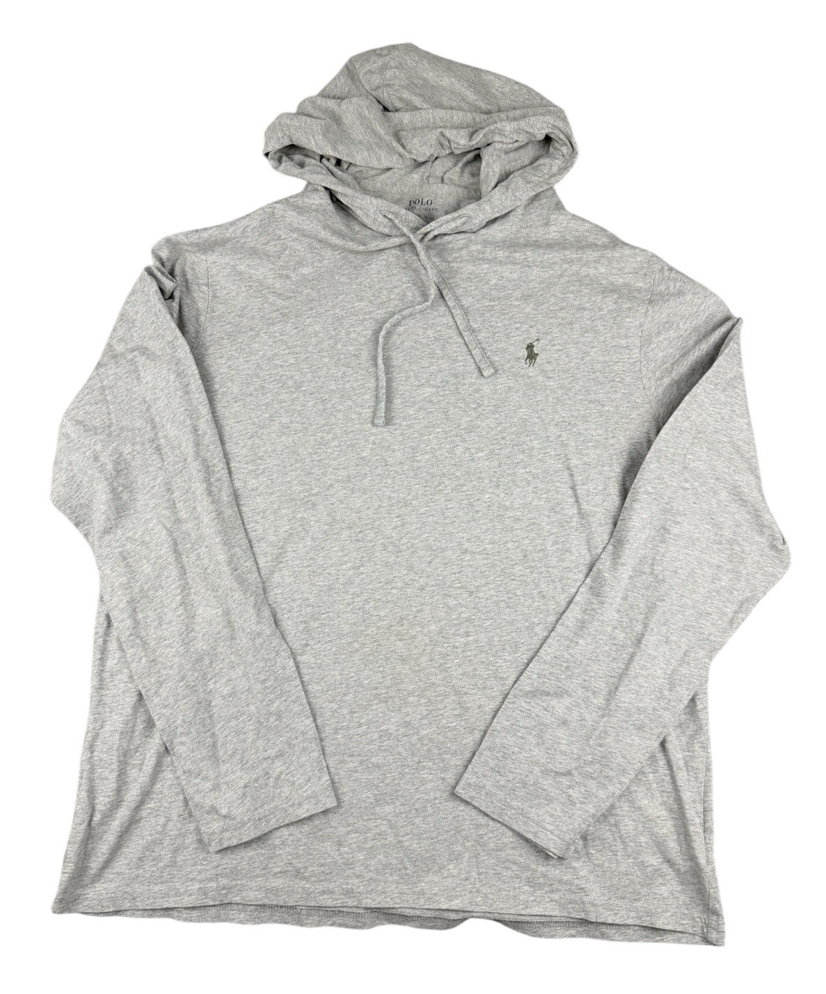 Polo Ralph Lauren uomo XL grigio maglia con cappuccio camicia leggera cappuccio logo pony