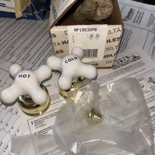 NEW Delta RP 19530 PB Porcelain/Polished Brass Cross Handles