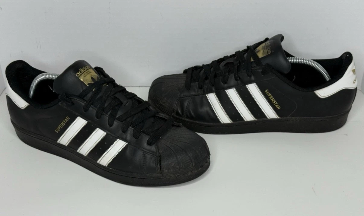 Adidas Superstar Shoes Mens Size 10 Black Shell Toe Casual Sneakers B27140