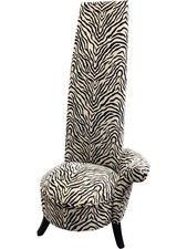High Back Zebra Print Accent Chair Upholstered Statement Furniture TH