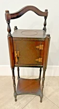 Antique Vintage Wooden Smoking Stand Cigar Tobacco Side Accent Table w/ Door