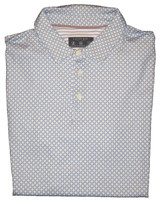 CATCUS MAN Ricky Singh Blue-White Geo Print Tech Performance Golf Polo Shirt M