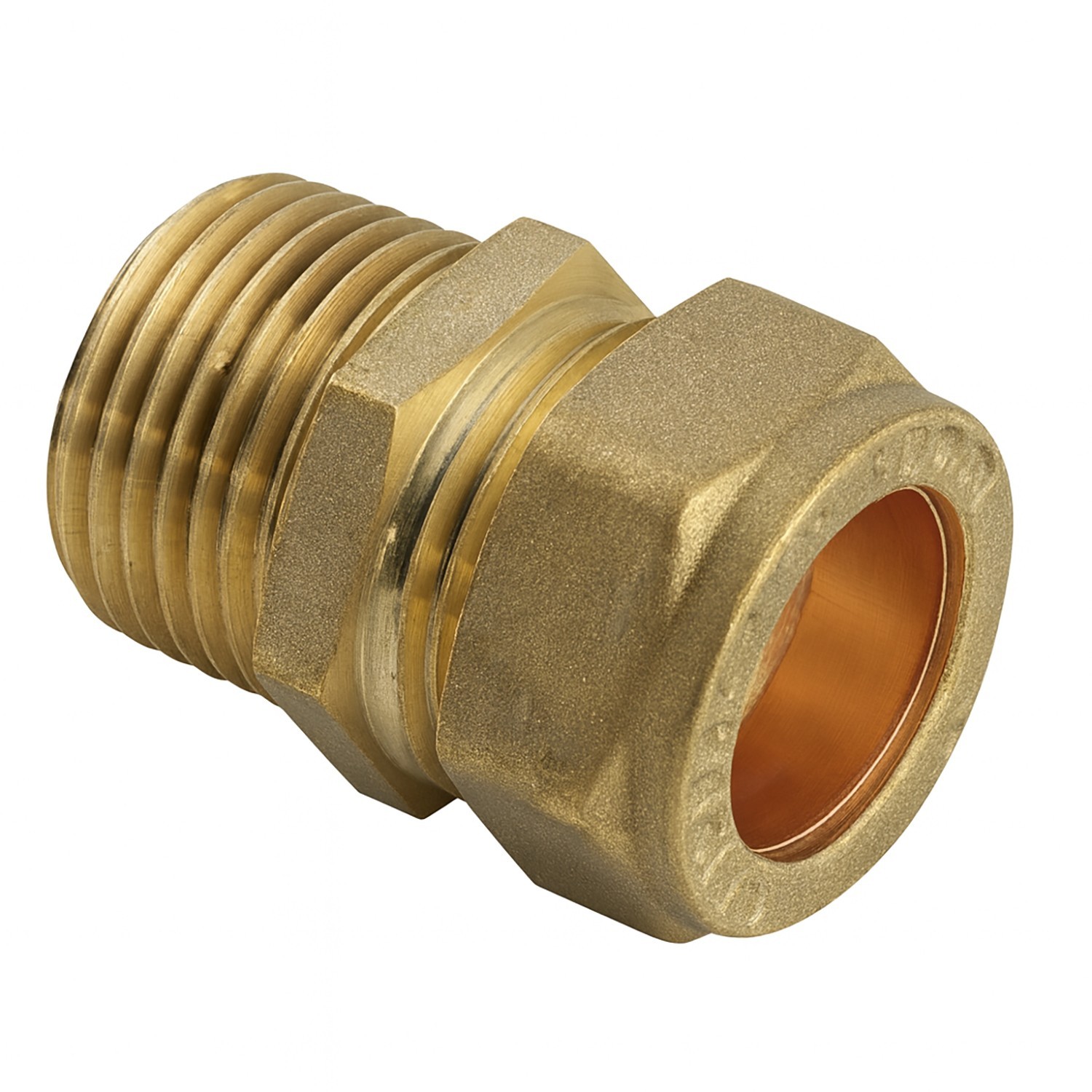 15mm x 1/2"" MI Taper Straight Adaptor Brass Compression Pipe Fitting