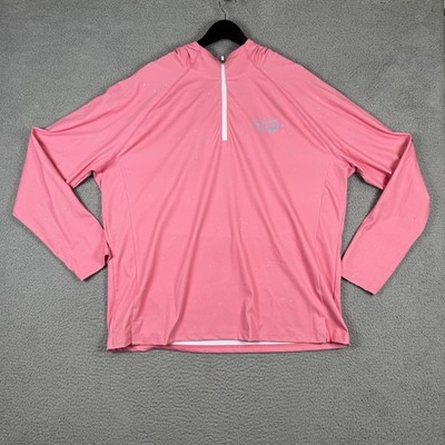 Sunday Swagger Men XXL Brisk Pink Paint Splatter Golf Performance Hoodie 1/4 Zip