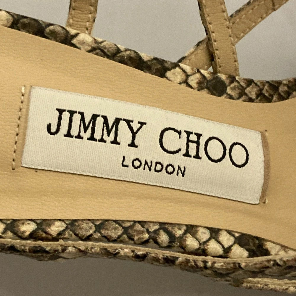 Jimmy Choo Python Pattern Strap Mule Sandals Beig… - image 8