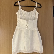 Reformation Ainsley Linen White Mini Corset Lace Dress Size 4 S