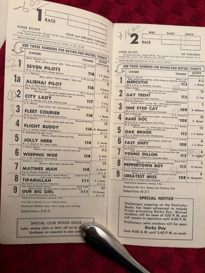 1966 KENTUCKY OAKS PROGRAM—Champion LADY PITT—VERY HARD TO FIND PROGRAM - Image 3 of 4