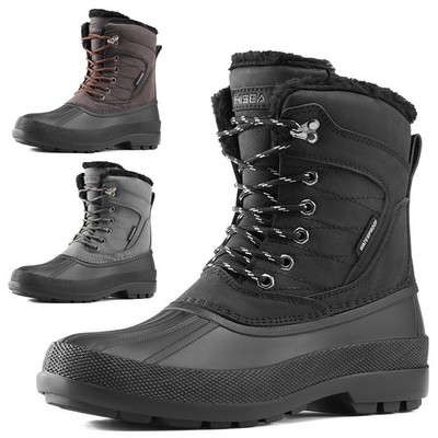 HISEA Men Waterproof Insulated Winter Snow Boots Warm Fur Lined Hiking Duck Boot