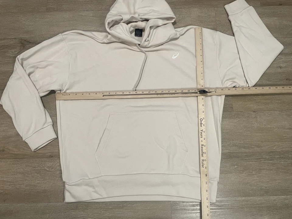 Sudadera con capucha suéter beige crema Asics SWEAT RELAX para hombre talla L Foto 4 de 4