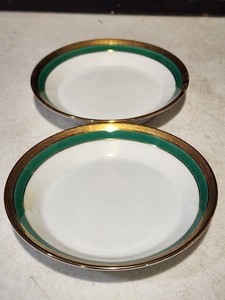 SET OF 2- Richard Ginori 1735 Palermo Green Gold Flat Cup Saucers ONLY