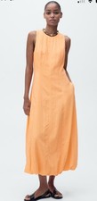 Mango Midi Dress With Puffed Hem. Brand New Never Worn. Size 4. Orange