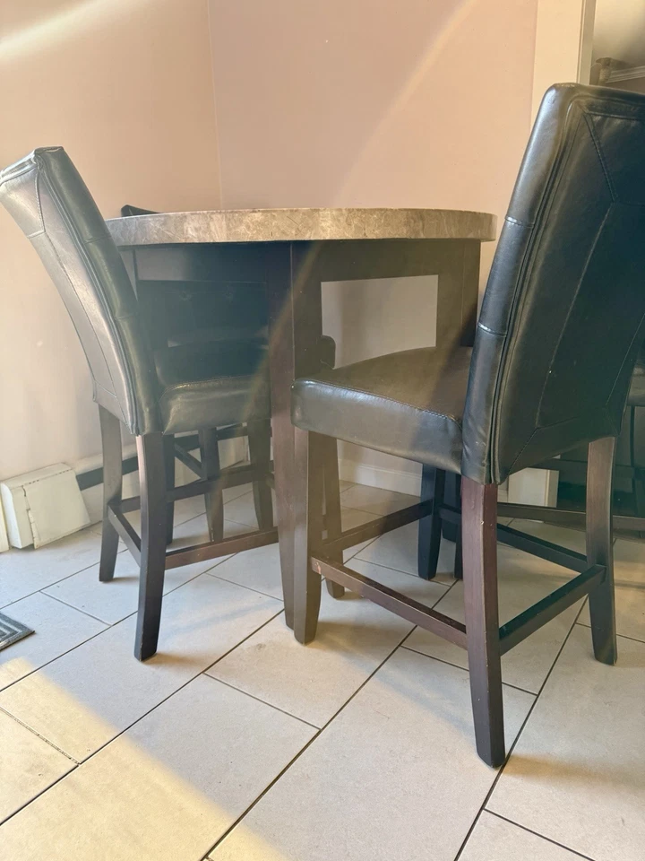 Dining Room 5 Piece Table with 4 Chairs High Set Used Condition good - Image 3 of 4