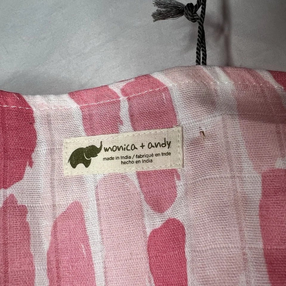 Novo com etiquetas Monica + Andy 100% algodão orgânico estampa de ponto rosa cobertores de bebê conjunto de 3 NOVO - Imagem 4 de 4