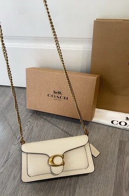 Coach Crossbody Bag Chalk White Pebbled Leather Gold Hardware Women's Shoulder B