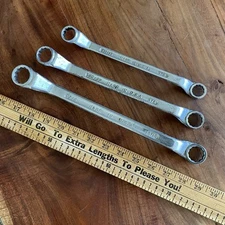 VTG 3pc Deep Offset Box End Wrench Set USA 11/16, 25/32, 7/8, 5/8, 3/4, 13/16