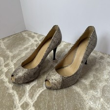 Giuseppe Zanotti Snake Print Embossed Leather Peep Toe Pump Heels EU38 US8 Used
