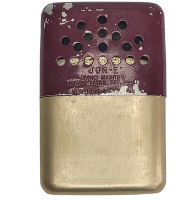 Jon-E Aladdin Labs Hand Warmer Patent Pending Maroon Brass ca 1948-51