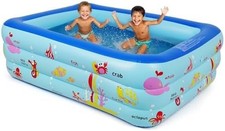 Large Kids Inflatable Family Paddling Pool with Pump & Kit Repair - PVC Material