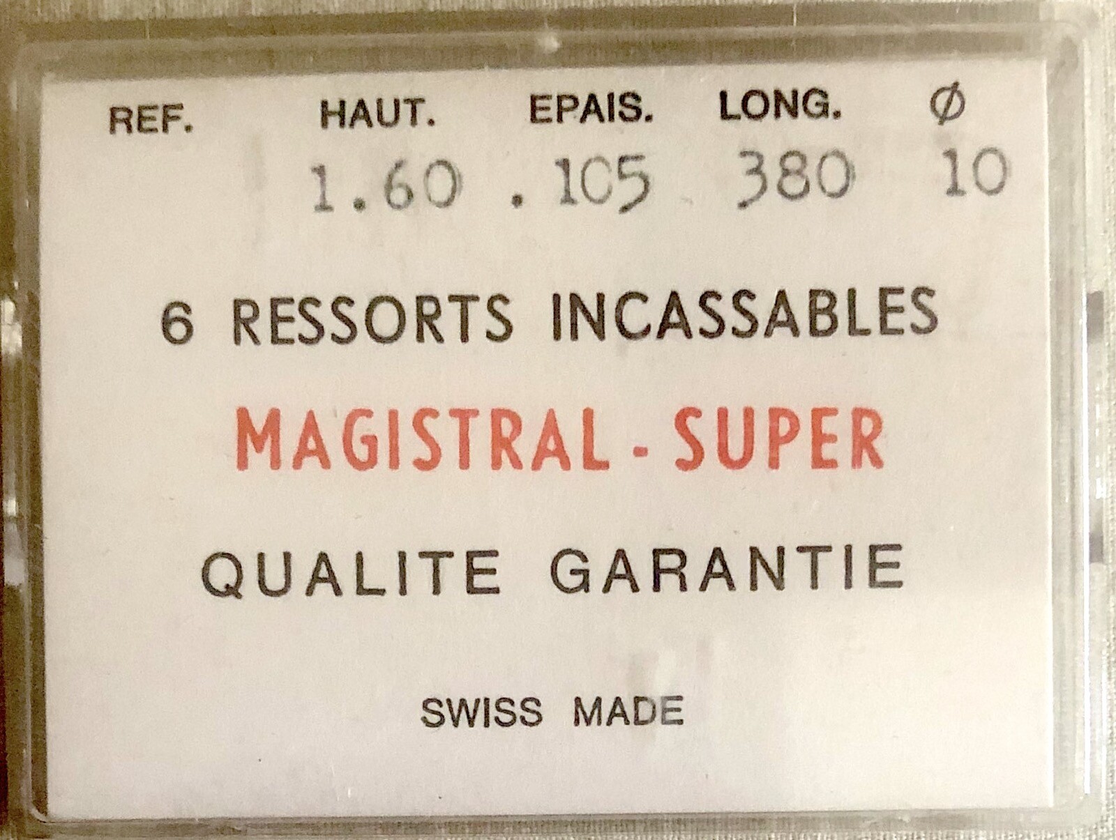 1X Mainspring 1.60x0.105mm Ø10 380-160M38 Clock Repair Part