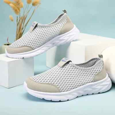 Herren Slipper Atmungsaktiv Mesh Sneaker - Hellgrau
