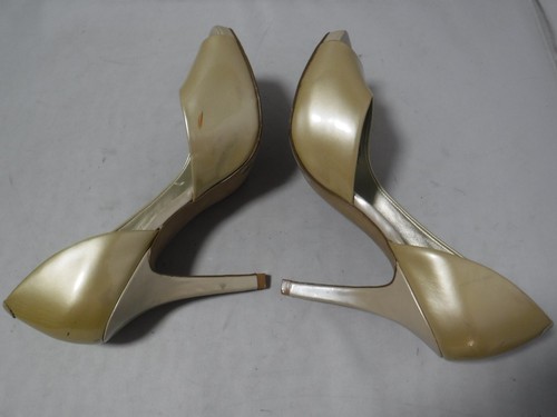 Jessica Simpson Josette Gold Patent D'Orsay Heels Peep Toe Women's US Sz 7.5 - Picture 16 of 17