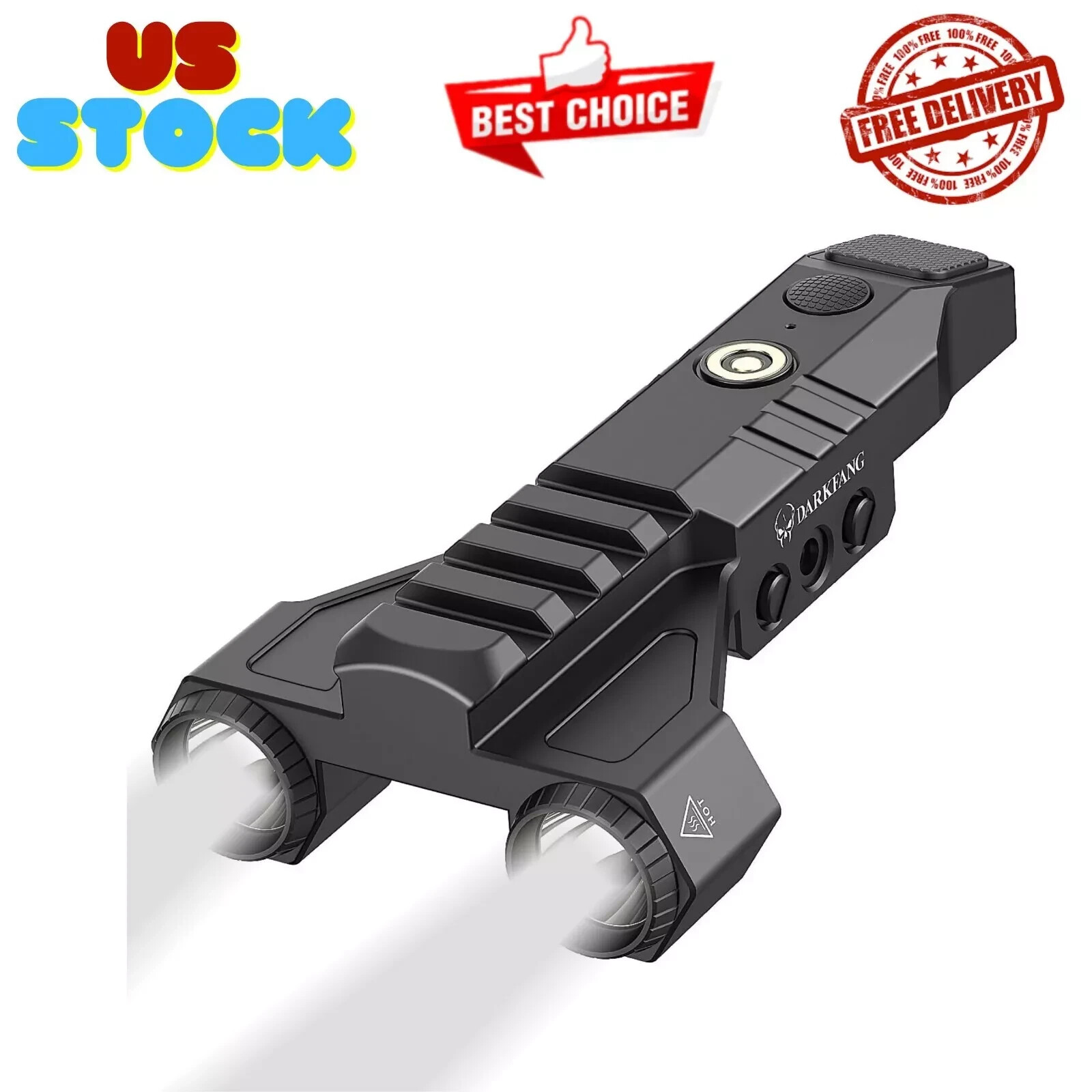 Linterna táctica de 1450 lúmenes diseño de bajo perfil luz de arma recargable