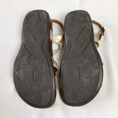 SAS Women's Studded Strappy Open Toe Sandals Champagne Gold Leather 8.5 Wide - Picture 6 of 9