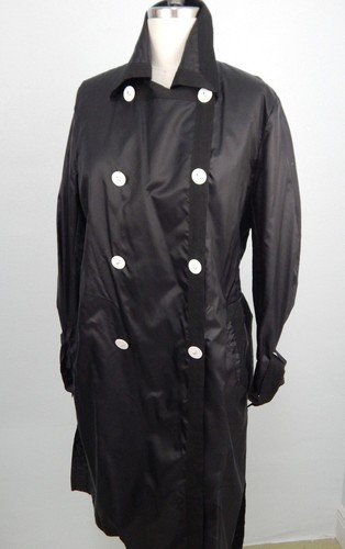 Allegri Womens Black Raincoat Lightweight Travel Trench Coat Sz M Made in Italy - Picture 1 of 11