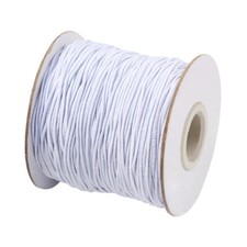 1Roll White Round Elastic Cord with Nylon Outside Rubber Inside 1mm about 100m