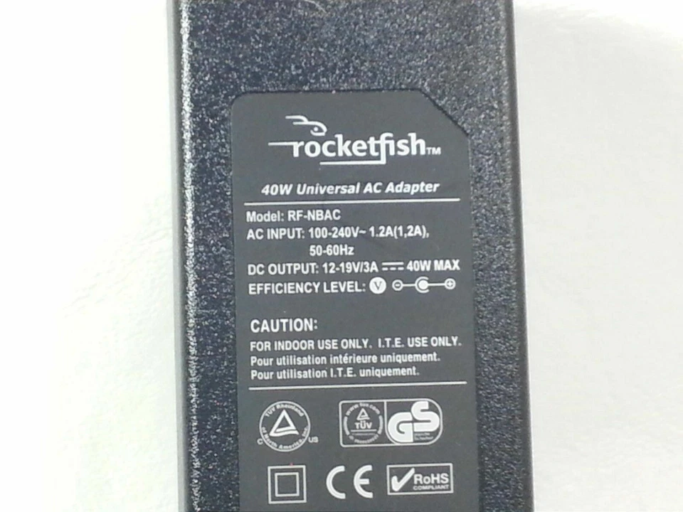 Rocketfish RF-NBAC Universal AC Netbook Laptop Charger Power Adapter 40W 12v-19v - Image 2 of 2