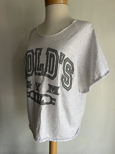 GOLD'S GYM VENICE CALIFORNIA Official Vintage 80s Wide Neck Crop Top T-Shirt XXL - Picture 7 of 7
