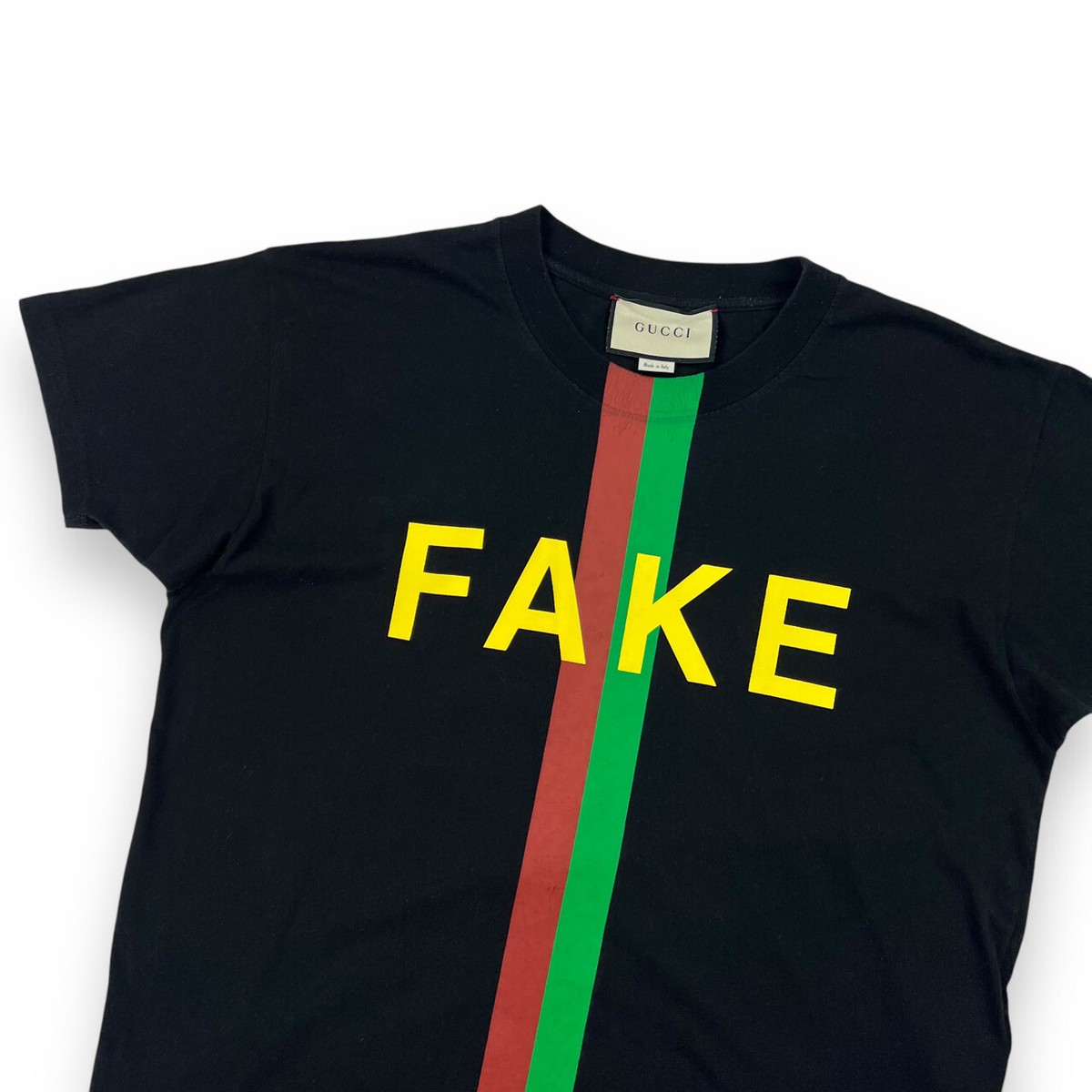 GUCCI FAKE NOT Tシャツ 黒サイズ8 GUCCI FAKE/NOT PRINT T-SHIRT BLACK SIZE M - IDWX