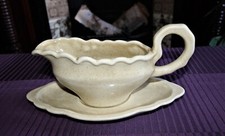 Vintage Handmade Beige Gravy Boat and Saucer ...