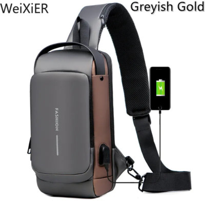 EINSCHULTER USB RUCKSACK BRUSTTASCHE DIEBSTAHLSICHERUNG HERREN SCHWARZ REISE SCHULE